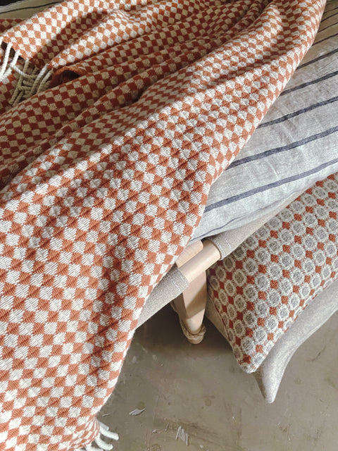 Burel Factory represented by 55° North Blanket, Azulejo mini Blanket Terracotta and Pearl 1/48