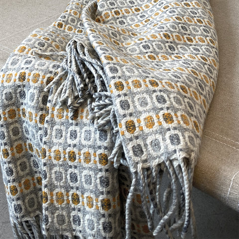 Burel Factory represented by 55° North Blanket, Vintage Blanket Yellow, Light Grey and Melange Grey 12/7